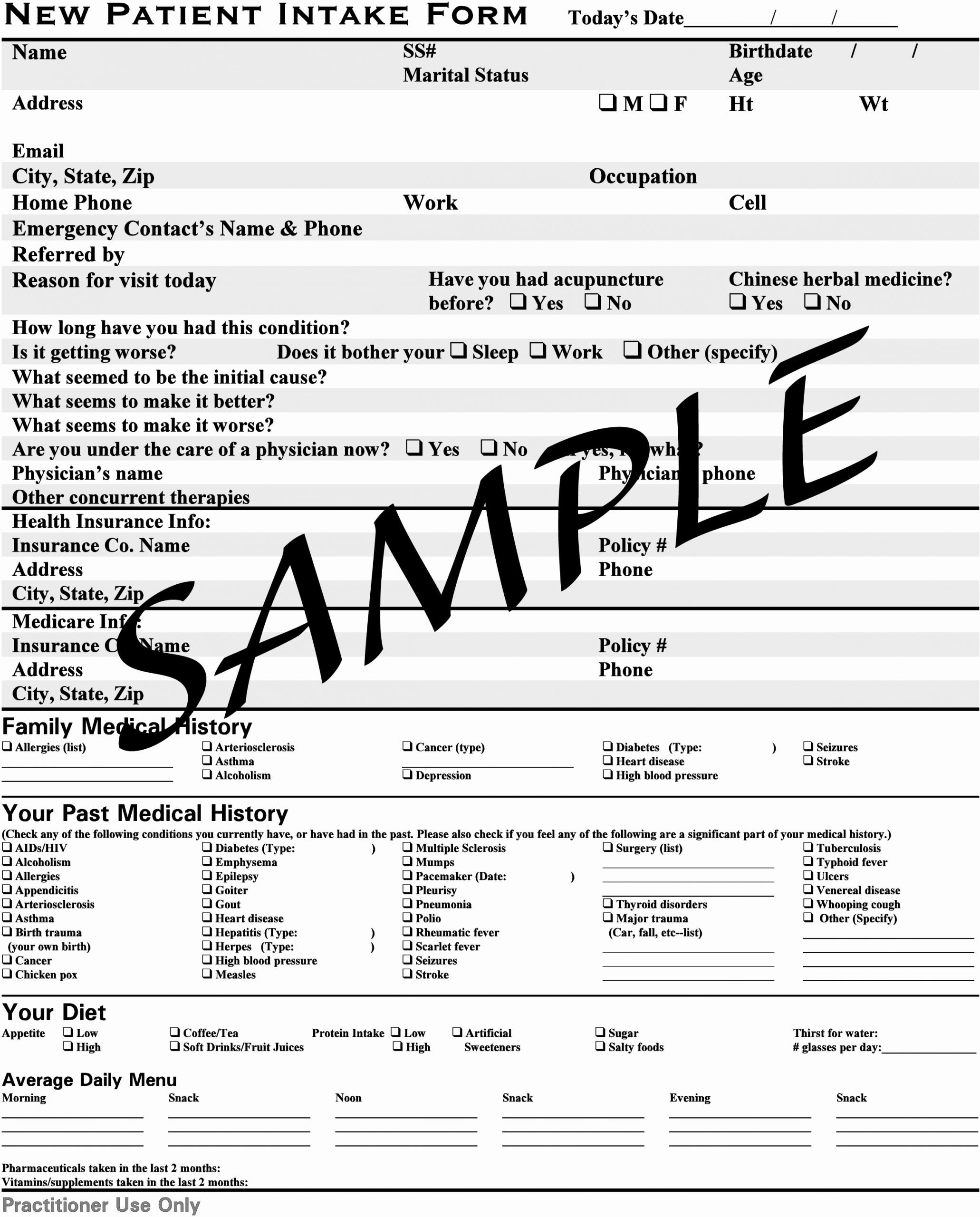 Acupuncture Intake form Template New Patient Intake form Blue Poppy Enterprises