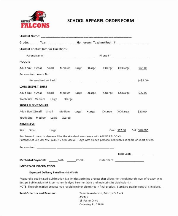 Apparel order form Template Free Awesome 12 Apparel order forms Free Sample Example format