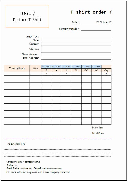 Apparel order form Template Free Awesome T Shirt order form Template Excel