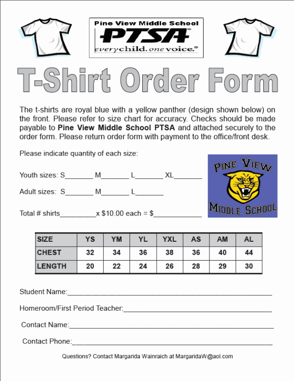 Apparel order form Template Free Lovely Printable T Shirt order forms Templates