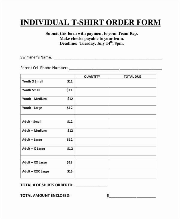 Apparel order form Template Free Unique 12 T Shirt order forms Free Sample Example format