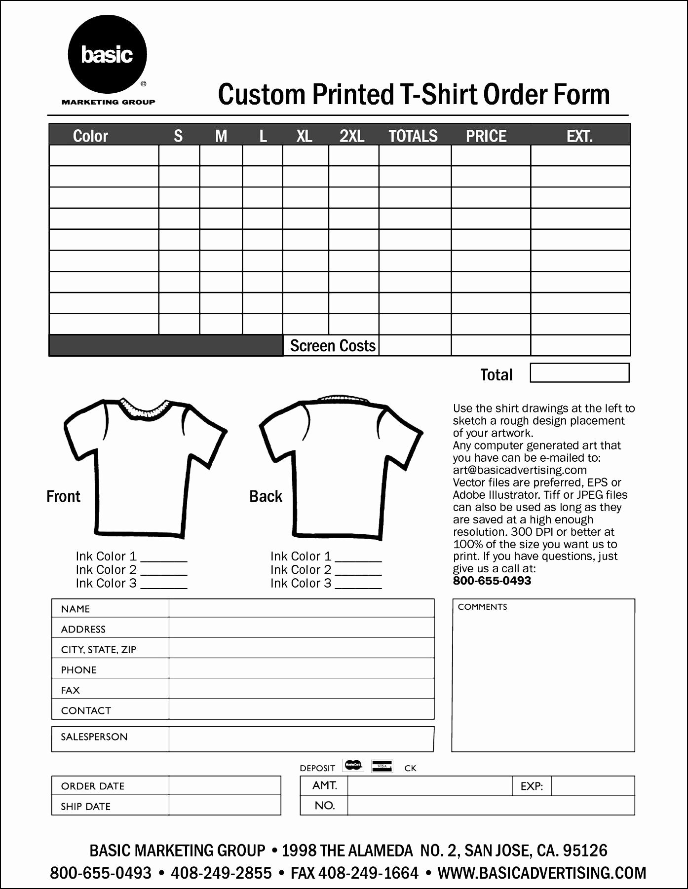 Apparel order form Template Free Unique Personalized T Shirt order form Template