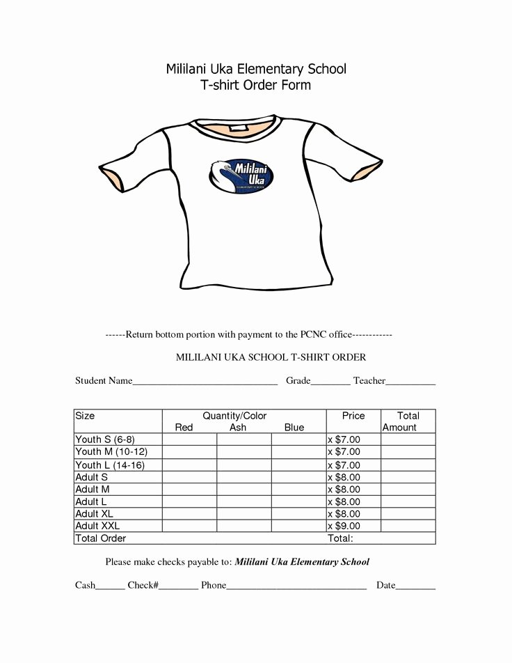 Apparel order form Template Free Unique School T Shirt order form Template Clothes