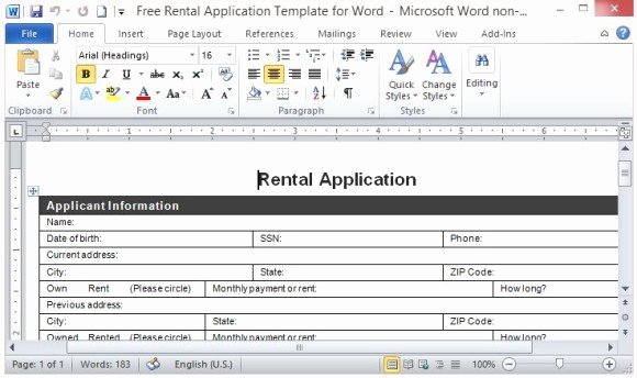 Application form Template Word Awesome Free Rental Application Template for Word