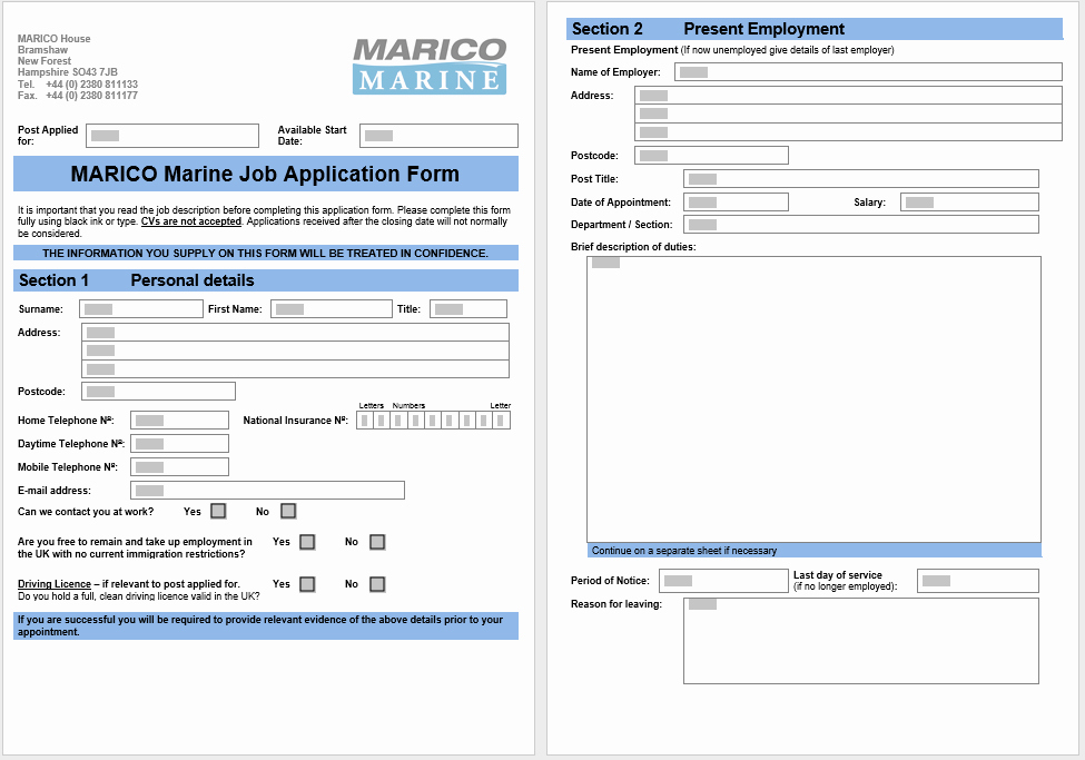 Application form Template Word Fresh 4 Printable Free Job Application form &amp; Templates