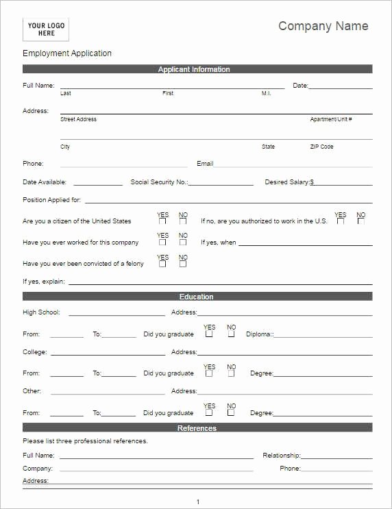 Application form Template Word Inspirational Job Application Template