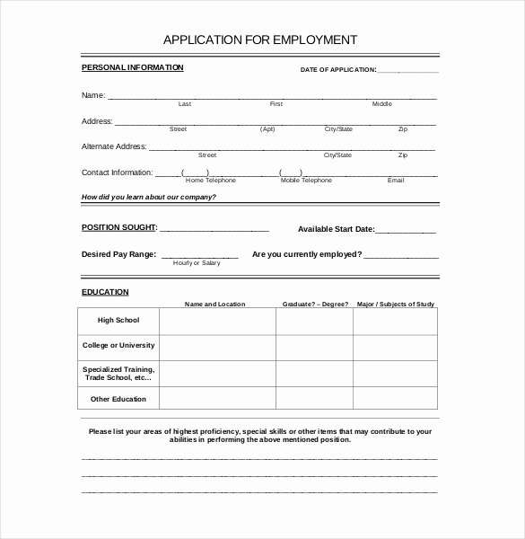 Application form Template Word Lovely 15 Employment Application Templates – Free Sample