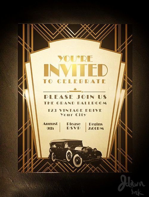 Art Deco Invitation Template Awesome Art Deco Gatsby Party Invitation Design Template Available