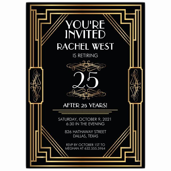 Art Deco Invitation Template Fresh Elaborate Art Deco Frame Retirement Party Invitations