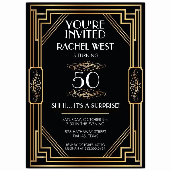 Elaborate Art Deco Frame Any Age Birthday Party Invitations p 605 57 PS681