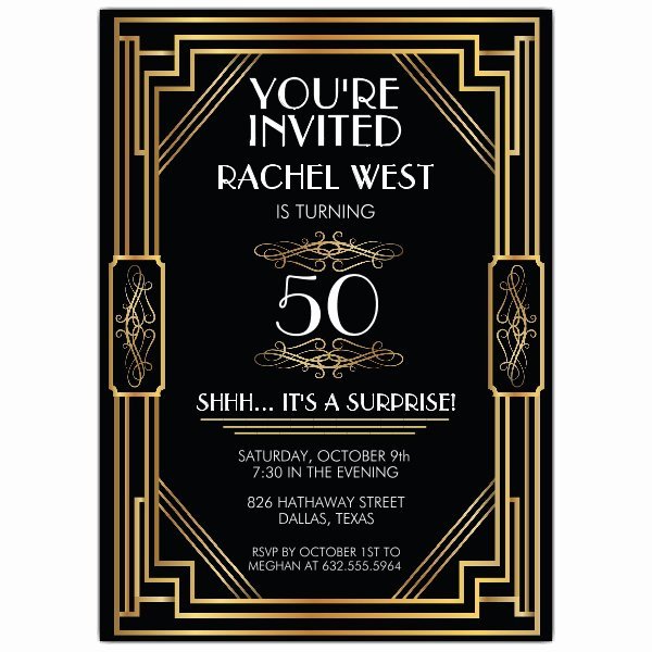 Elaborate Art Deco Frame Any Age Birthday Party Invitations p 605 57 PS681