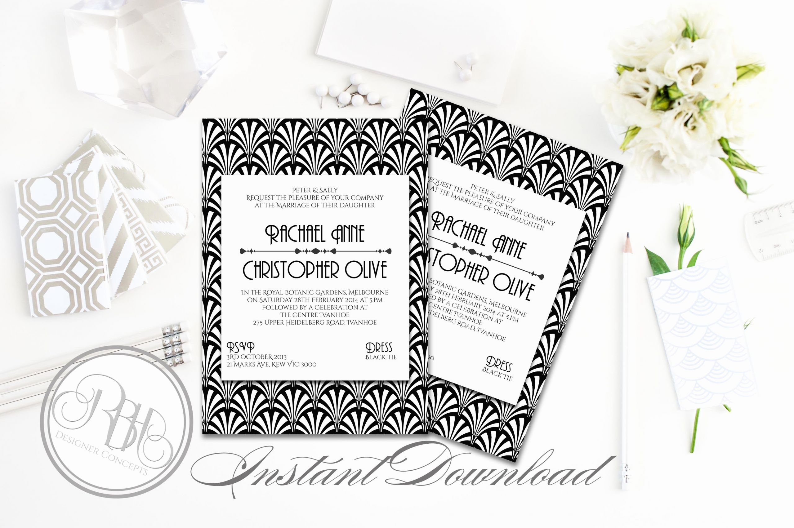 Art Deco Invitation Template Luxury Art Deco Wedding Invitation Sienna Wedding Templates