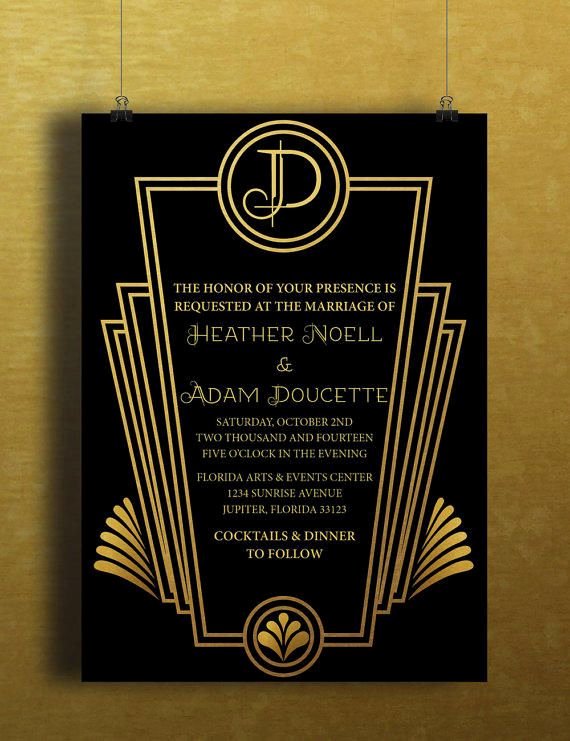 Art Deco Invitation Template New Instant Download Black Gold Art Deco Great Gatsby Vintage