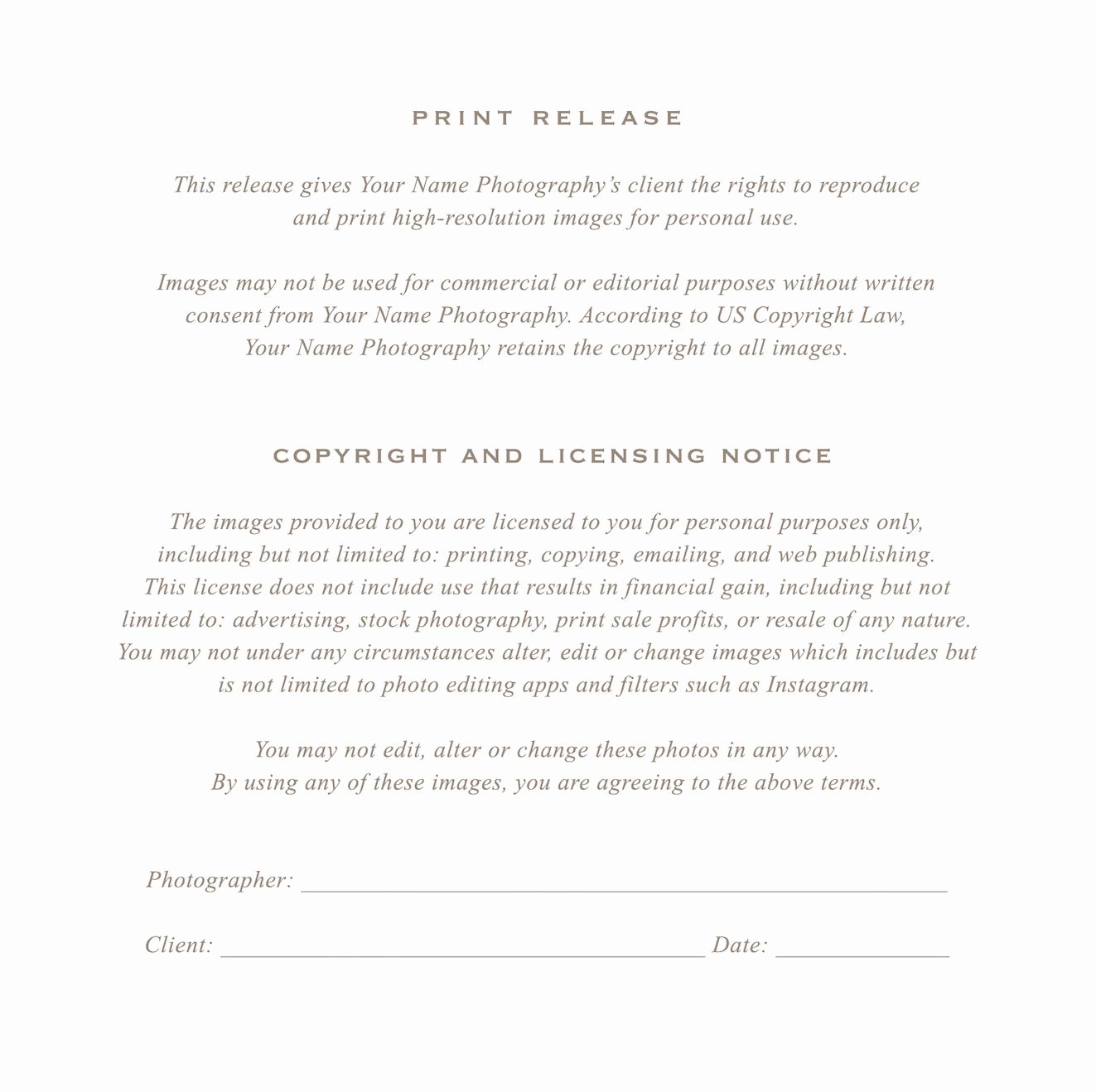 Artwork Release form Template Unique Grapher Print Release form by