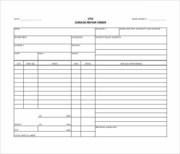 Auto Repair form Template Fresh order Template – 20 Free Word Excel Pdf Documents