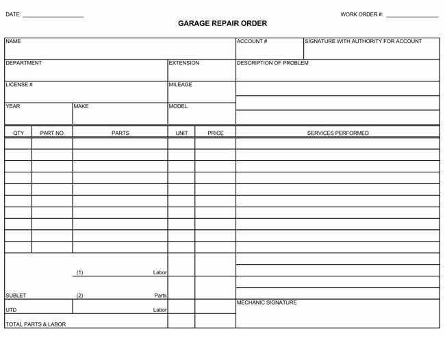 Auto Repair form Template Inspirational Auto Repair Invoice Templates 10 Printable and Fillable