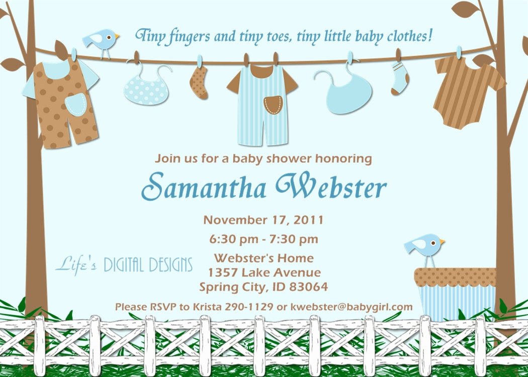 Baby Boy Invitation Template Awesome Baby Shower Invitations for Boy Baby Clothes Blue and Brown