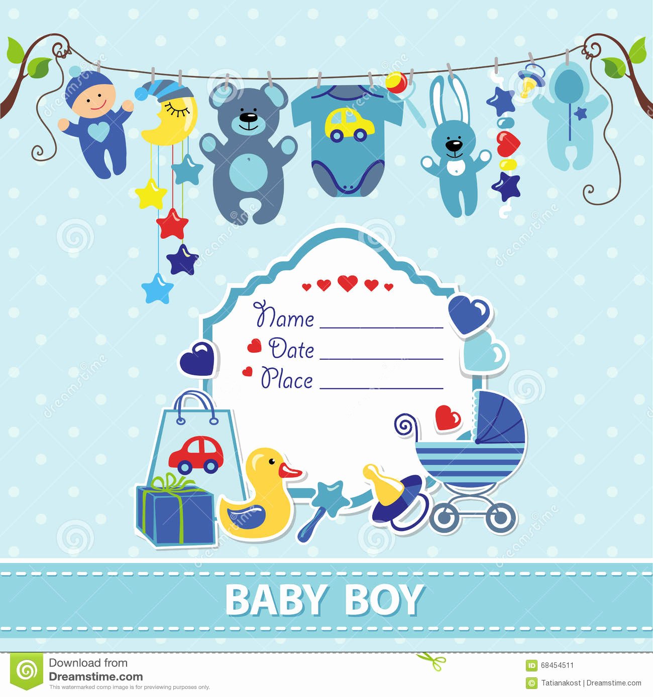 Baby Boy Invitation Template Luxury New Born Baby Boy Card Shower Invitation Template Stock