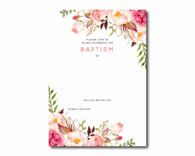 Baby Girl Invitation Template Best Of Free Printable Baptism Floral Invitation Template