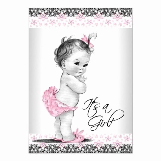 Baby Girl Invitation Template Fresh Vintage Pink and Gray Baby Girl Shower Invitation