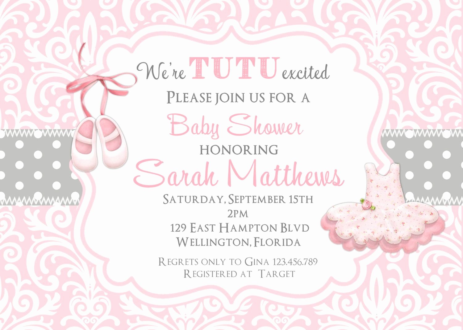 Baby Girl Invitation Template New Tutu Cute Baby Shower Invitation Ballerina Pink by