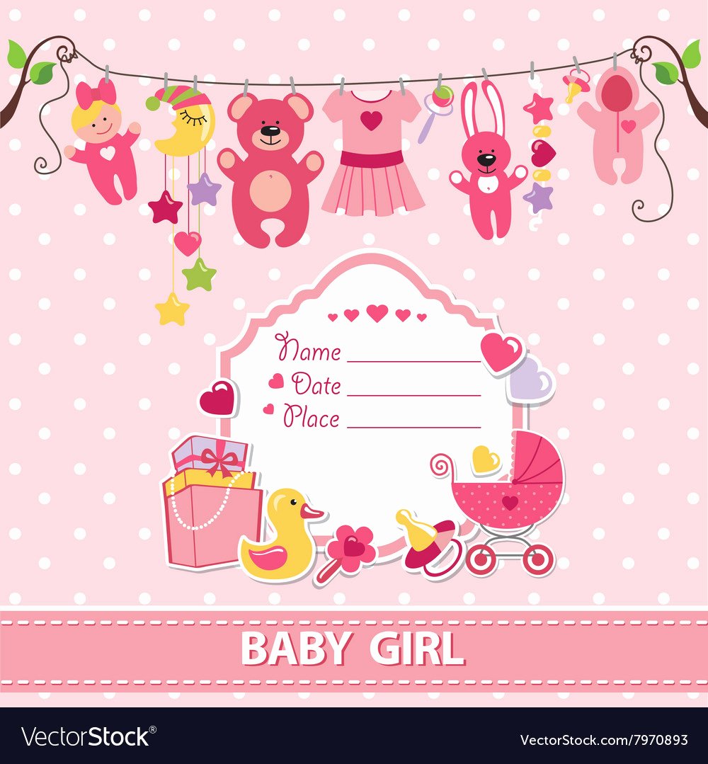 Baby Girl Invitation Template Unique New Born Baby Girl Card Shower Invitation Template