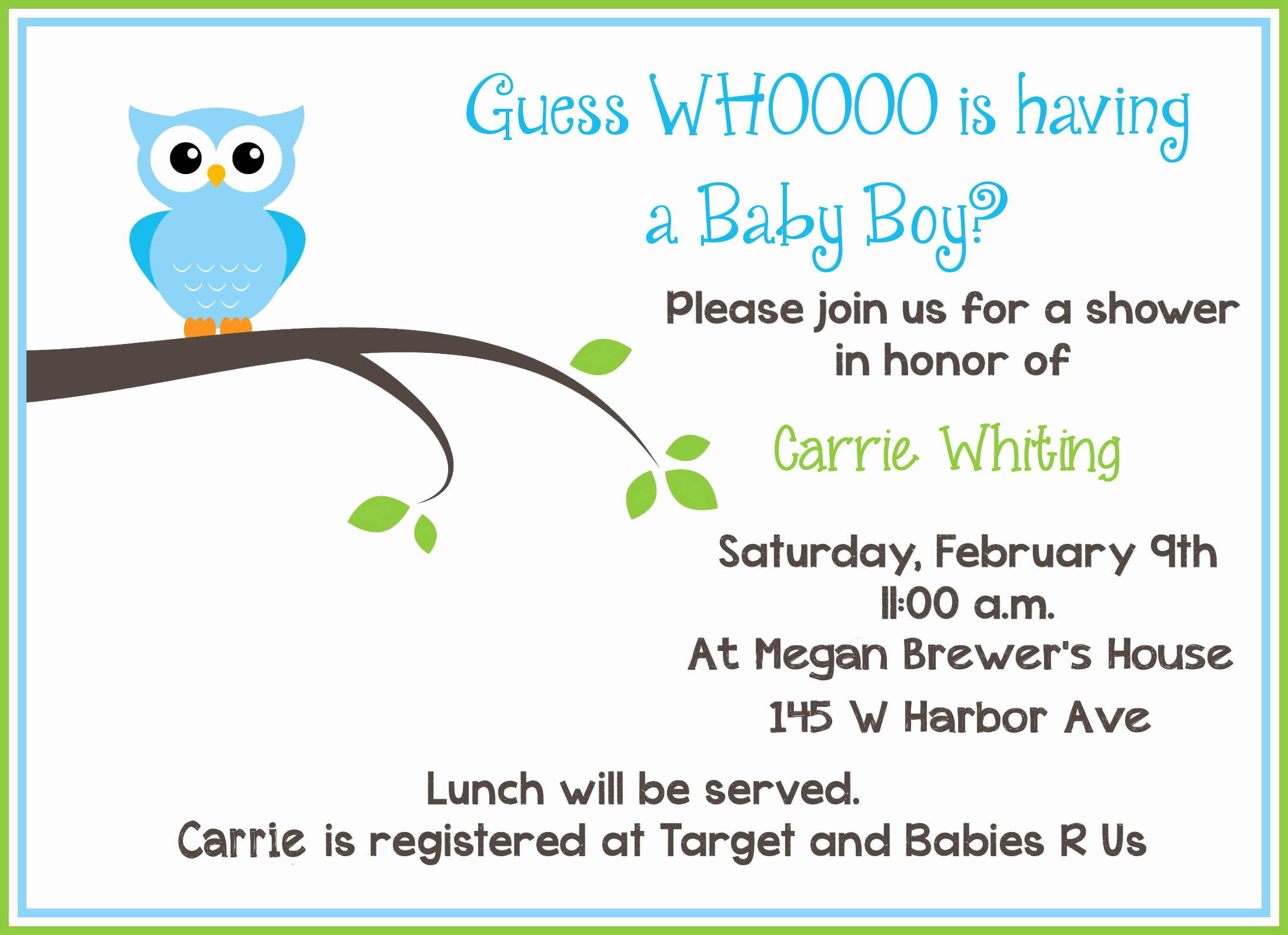 Baby Shower Invitation Free Template Beautiful Free Printable Owl Baby Shower Invitations Sample