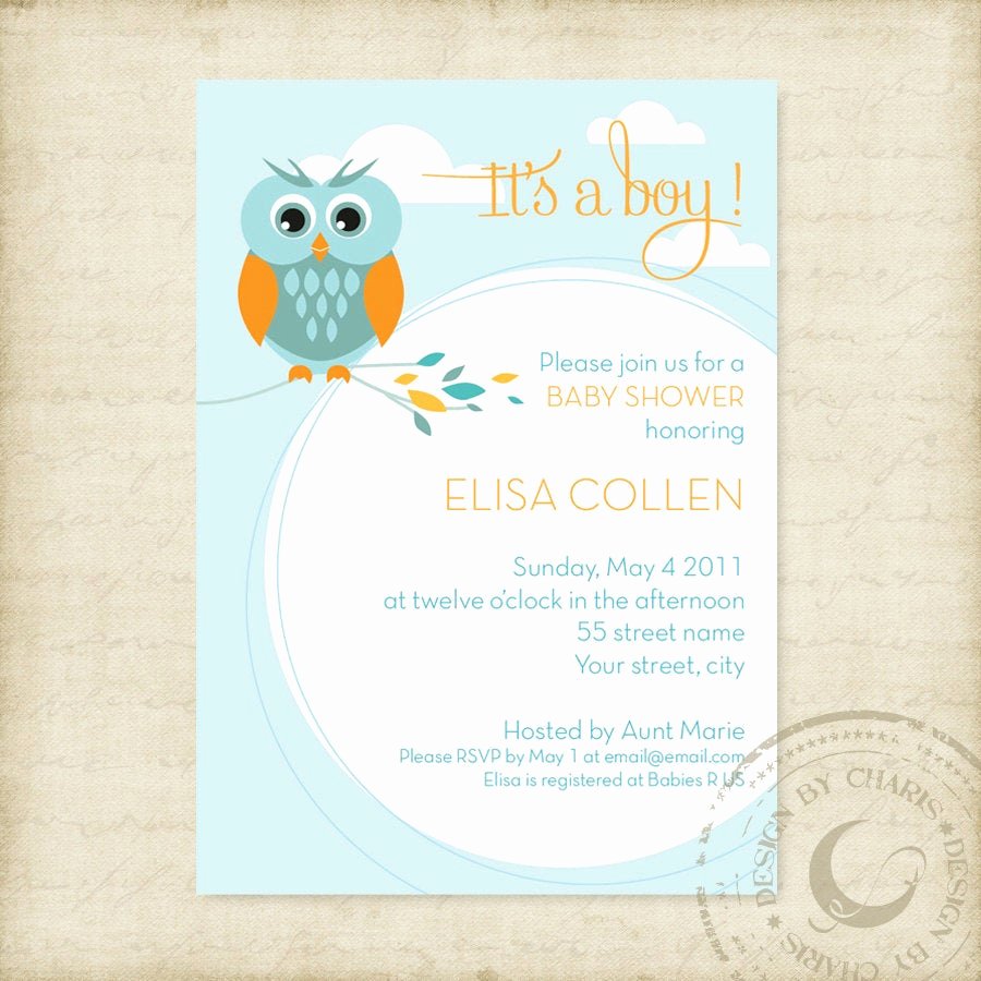 Baby Shower Invitation Free Template Inspirational Baby Shower Invitation Template Owl theme by