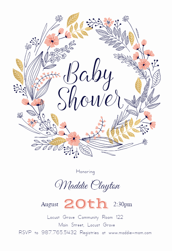 Baby Shower Invitation Template Free Beautiful Friendship Wreath Baby Shower Invitation Template Free