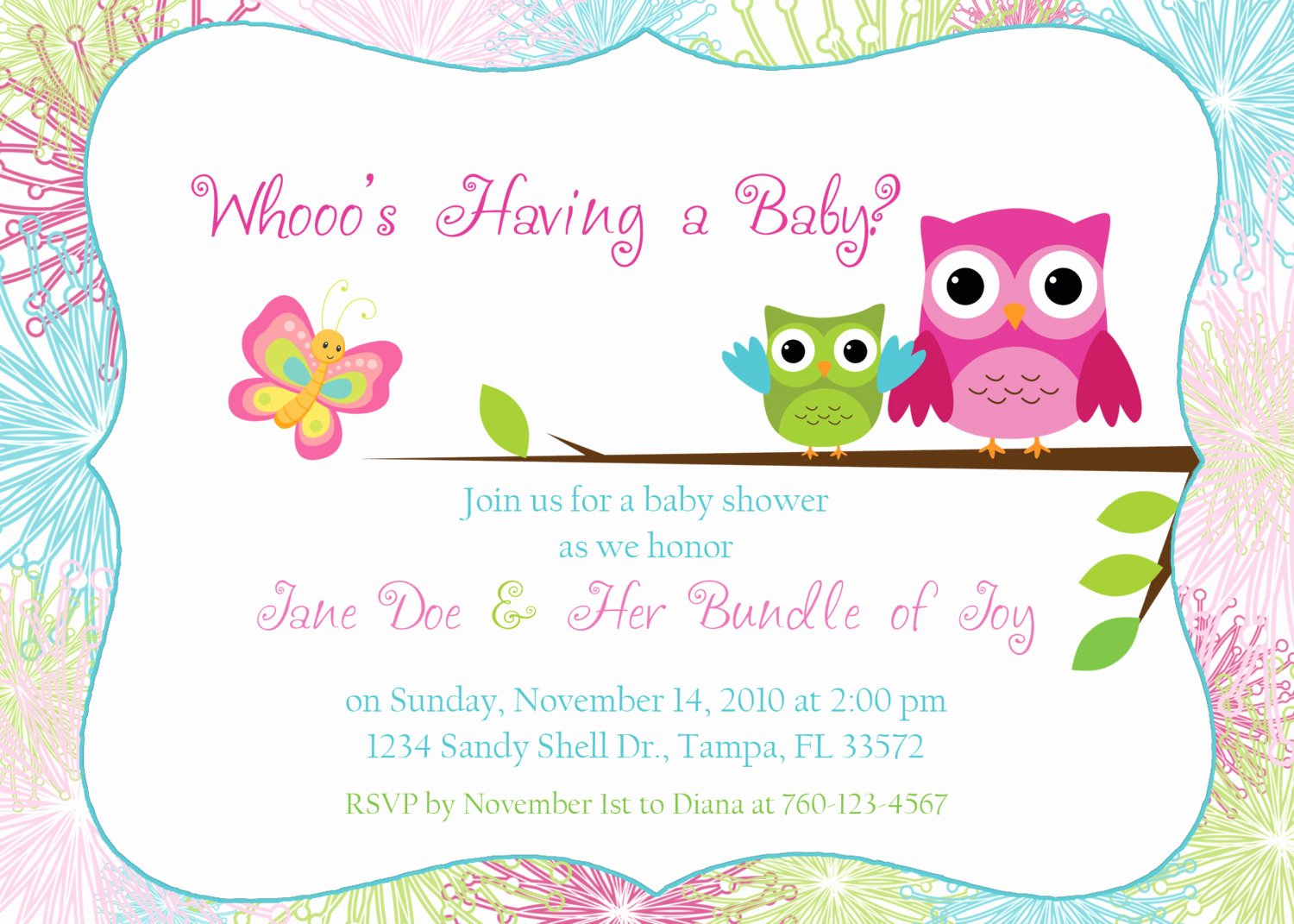 Baby Shower Invitation Template Free Lovely Owl Baby Shower Invitation Digital Image