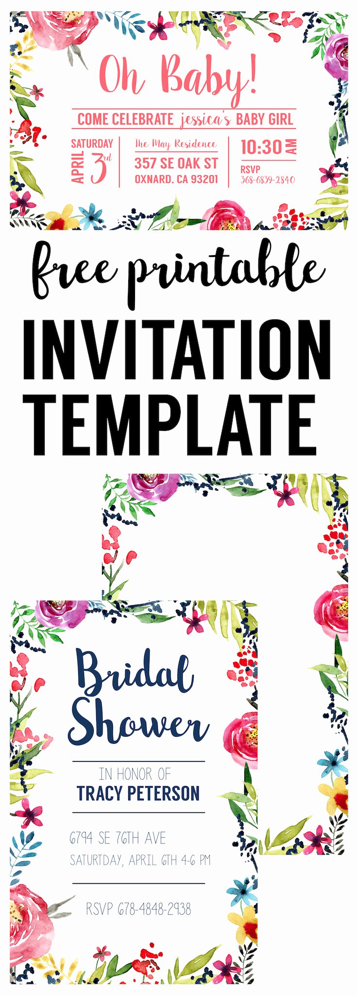 Baby Shower Invitation Template Free Unique Floral Borders Invitations Free Printable Invitation