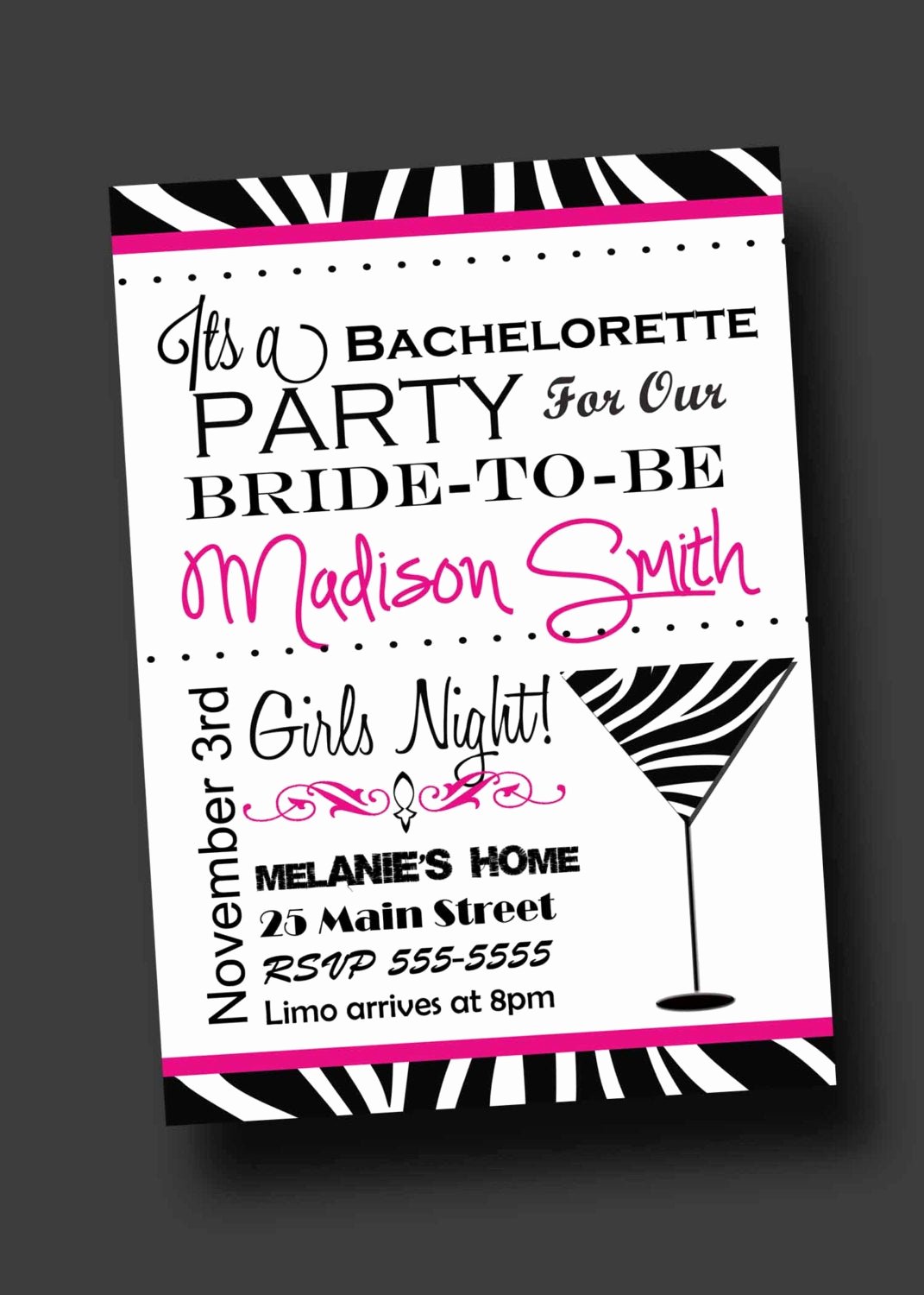 Bachelor Party Invites Template Fresh Bachelorette Party Invitation Zebra Print Printable Digital