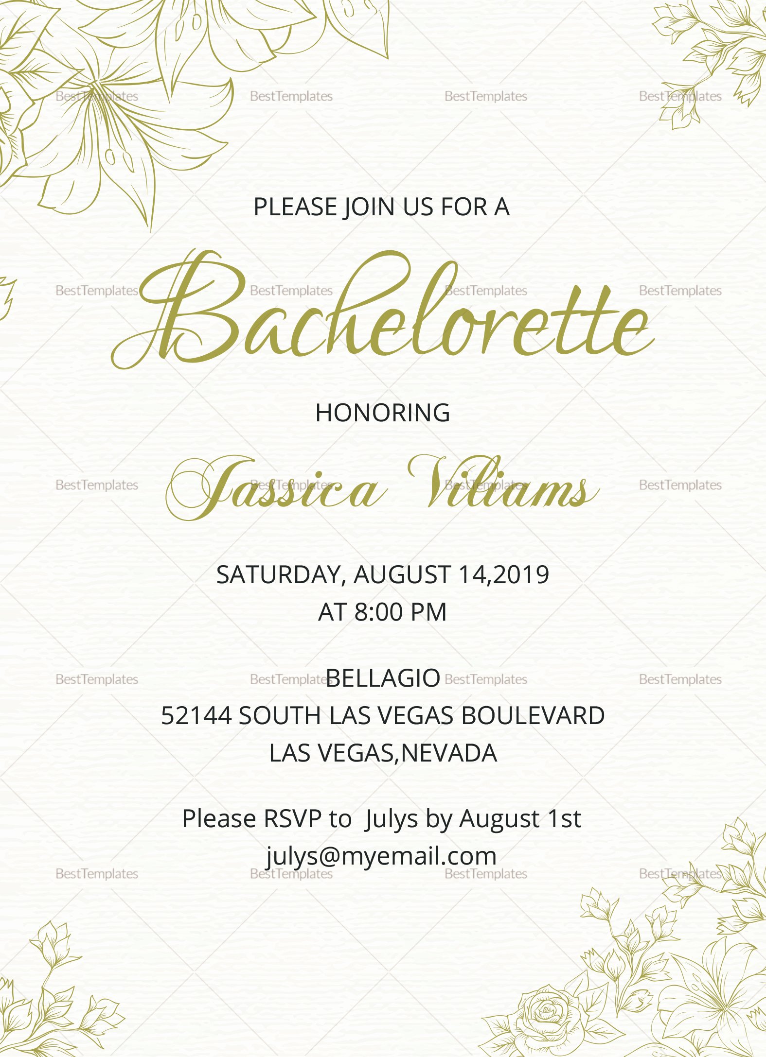 Bachelorette Party Invitation Template Free Awesome Simple Bachelorette Party Invitation Design Template In