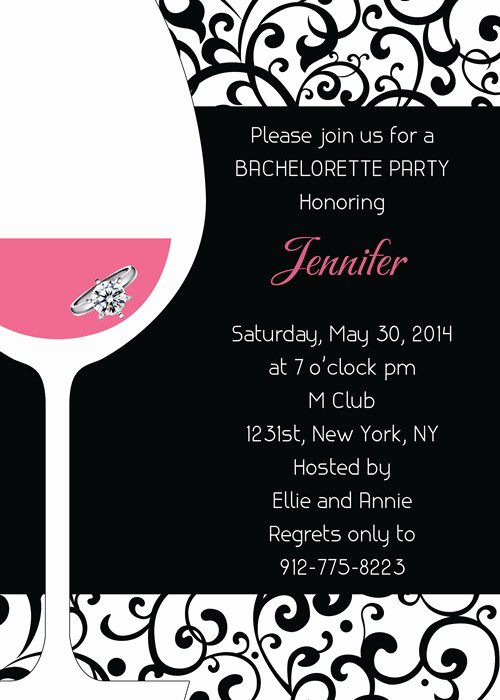 Bachelorette Party Invitation Template Free Elegant Pink and Black Wine themed Bachelorette Invitation Ideas