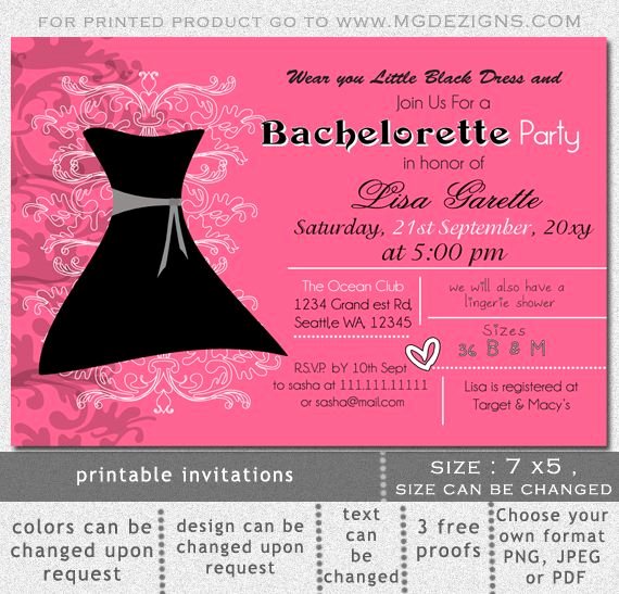 Bachelorette Party Invitations Template Free Inspirational Printable Little Black Dress Bachelorette Party Invitation