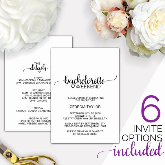 Bachelorette Party Invite Template Free Elegant Bachelorette Weekend Invitation W Itinerary Template