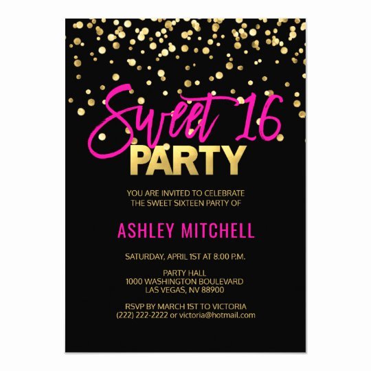 Bachelorette Party Invite Template Free Elegant Hot Pink Gold Sweet Sixteen 16 Party Invitations