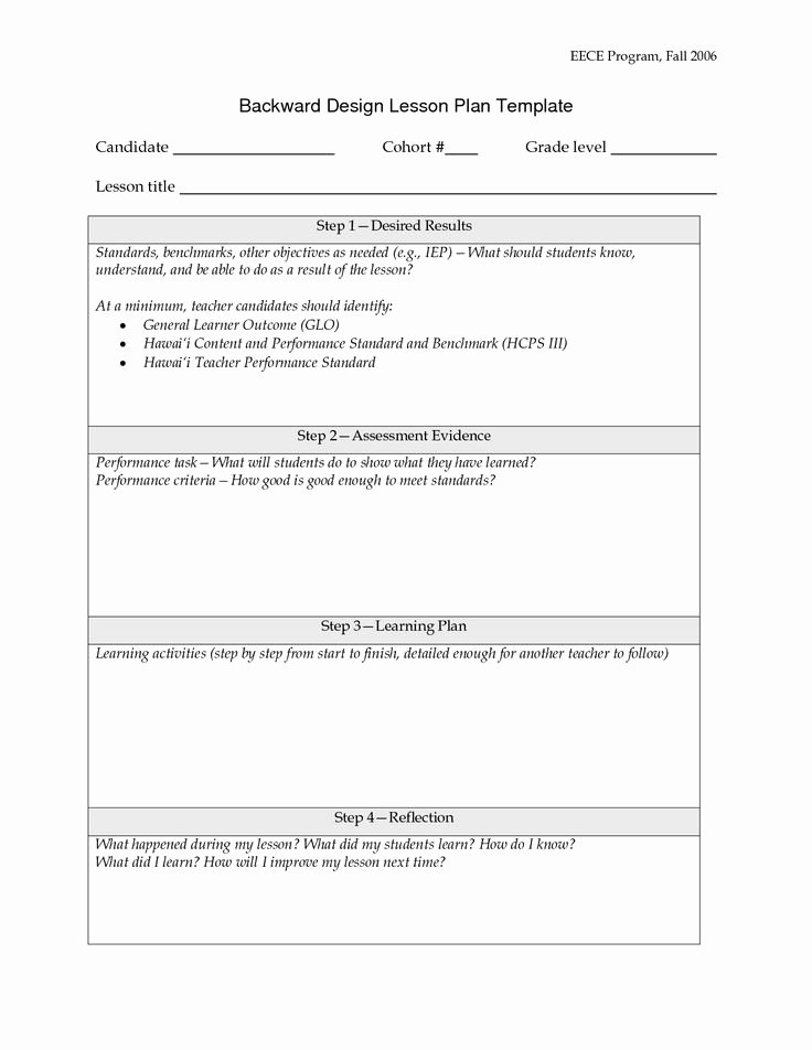 Backwards Lesson Planning Template Awesome Backward Design Lesson Plan Template