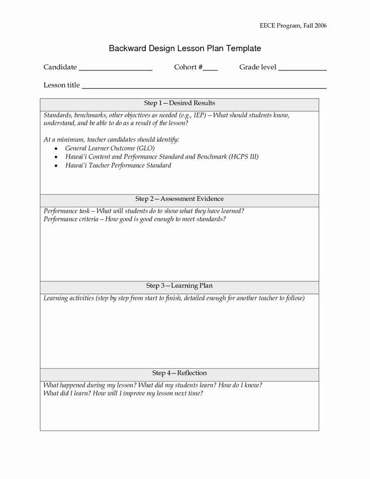 backward design lesson plan template