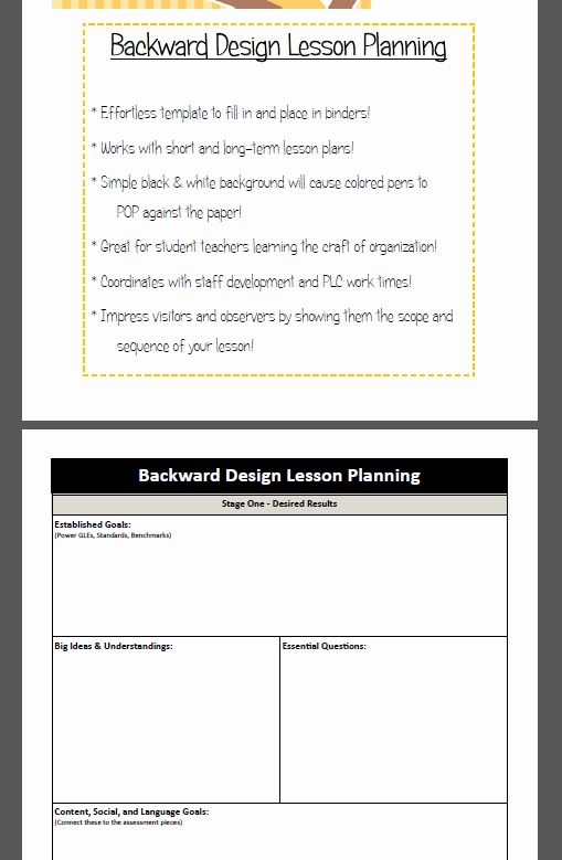 Backwards Lesson Planning Template New Backward Design Lesson Plan Template