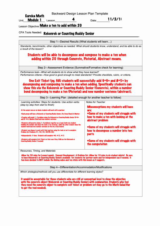  30 Backwards Lesson Planning Template Effect Template