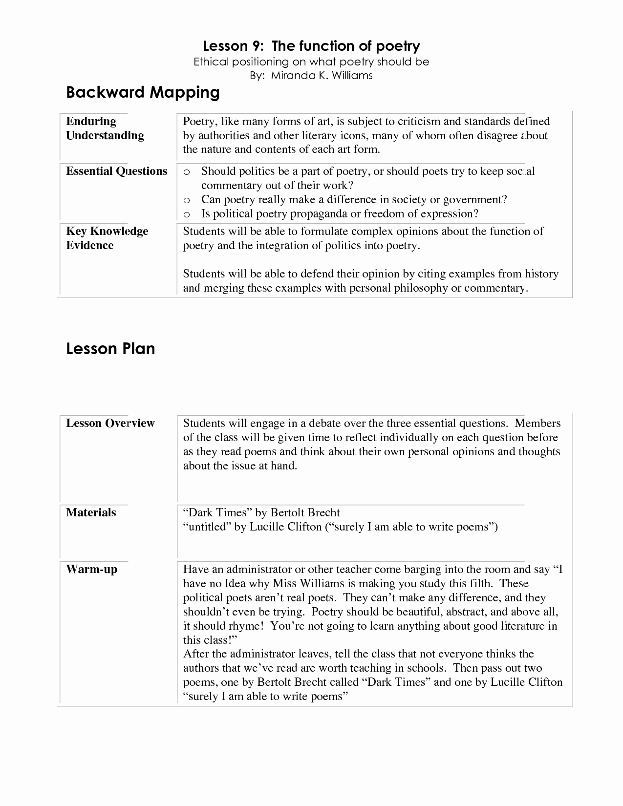 Backwards Lesson Planning Template New Backward Planning Template