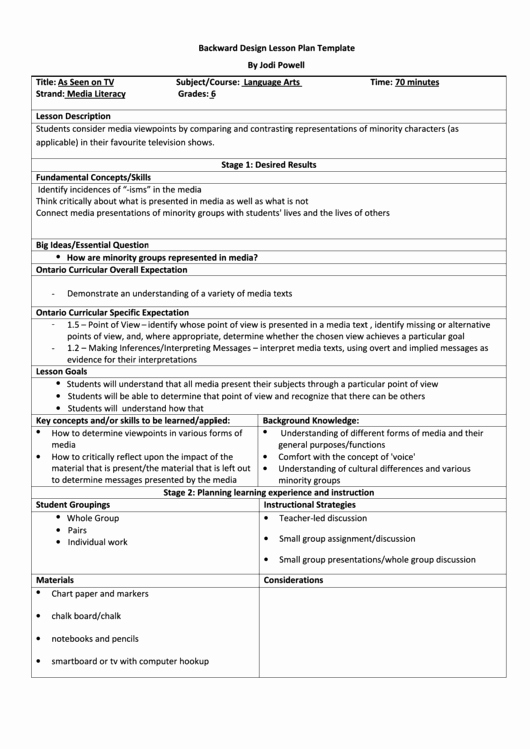 Backwards Lesson Planning Template New Backwards Design Lesson Plan Template Printable Pdf