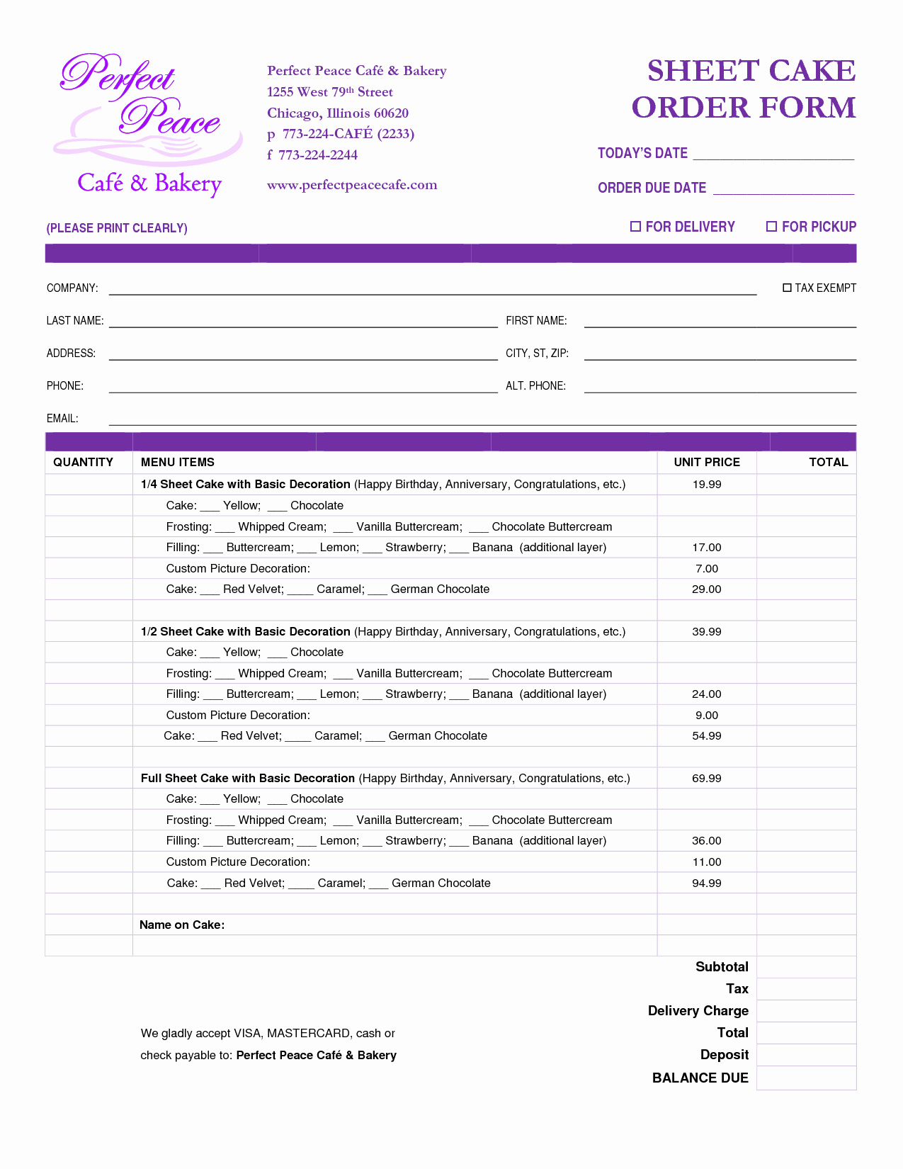 Bakery order form Template Free Beautiful Cake order form Template Free Google Search