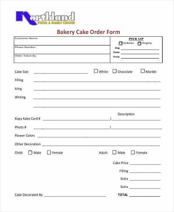 Bakery order form Template Free Beautiful Free 10 Sample Cake order forms In Word