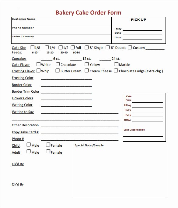 Bakery order form Template Free Beautiful Sams Club Cake order form Pdf