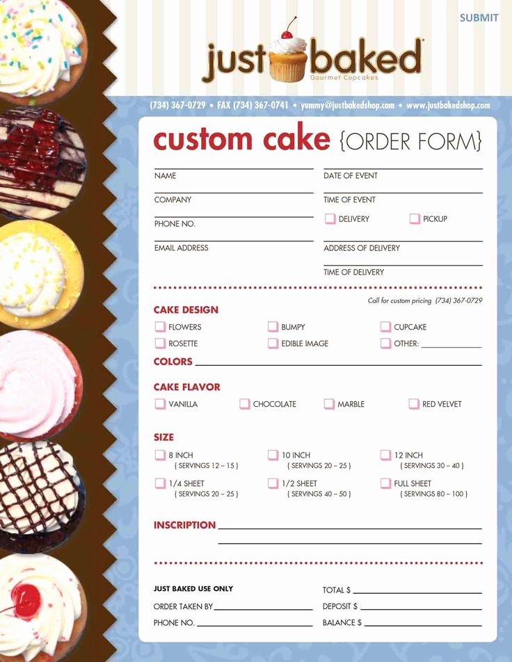 Bakery order form Template Free Best Of 23 Best Cake order forms Images On Pinterest