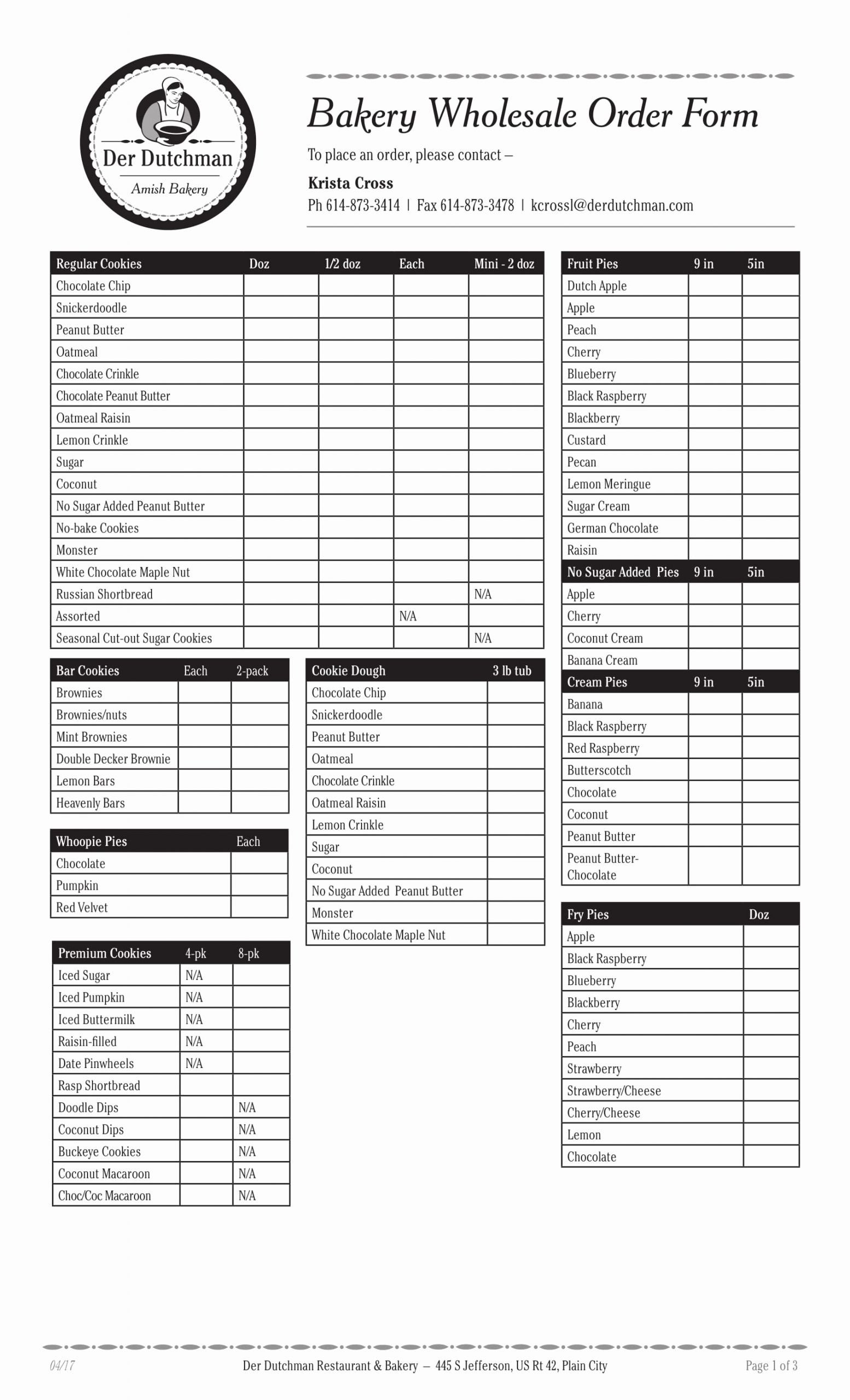 Bakery order form Template Free Lovely Free 14 Bakery order forms