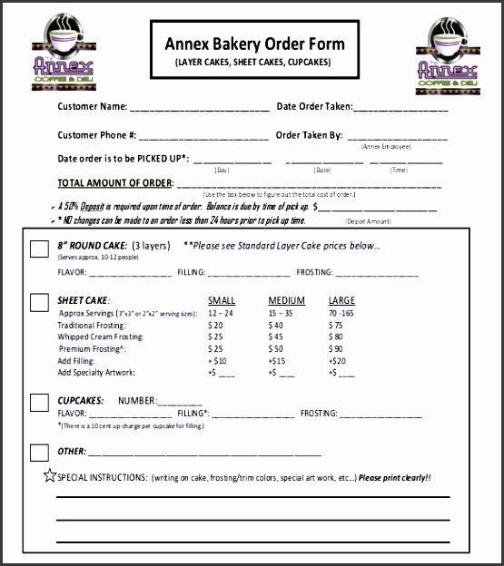 Bakery order form Template Free Luxury 10 Editable Sample order form Template Sampletemplatess