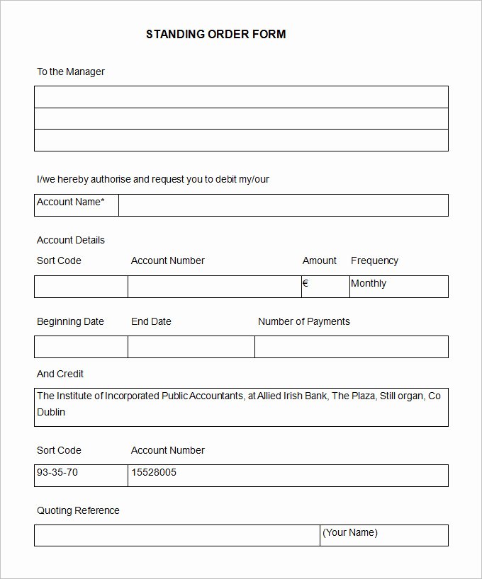Bank Change order form Template Awesome 6 Sample Standing order Templates Ai Psd